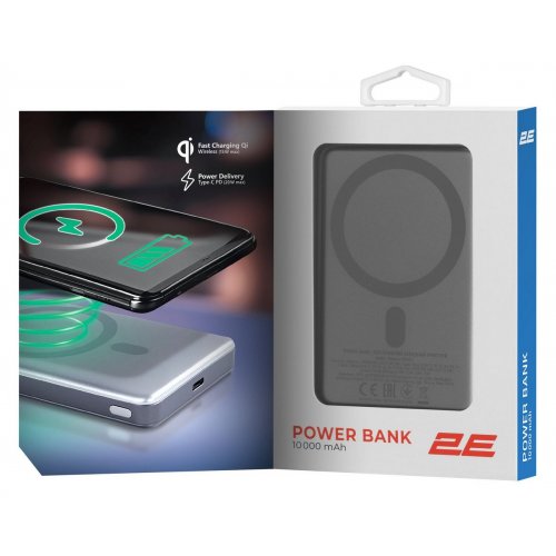 Powerbank 2E Slim Wireless QI 10000mAh 20W (2E-PB1011-GREY) Grey купити в Україні: Київ, Львів, Хмельницький, Тернопіль, Івано-Франківськ | Низька ціна, відгуки, характеристики від TELEMART фото