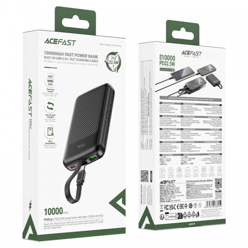 Powerbank Acefast M13 10000mAh 22.5W (6974316283959) Black купити в Україні: Київ, Львів, Хмельницький, Тернопіль, Івано-Франківськ | Низька ціна, відгуки, характеристики від TELEMART фото
