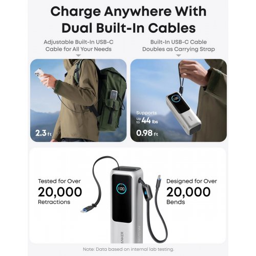 Powerbank Anker 25000mAh 165W (A1695H41) Silver купить в Украине: Киев, Днепр, Харьков, Одесса  | Низкая цена, отзывы, характеристики от TELEMART фото