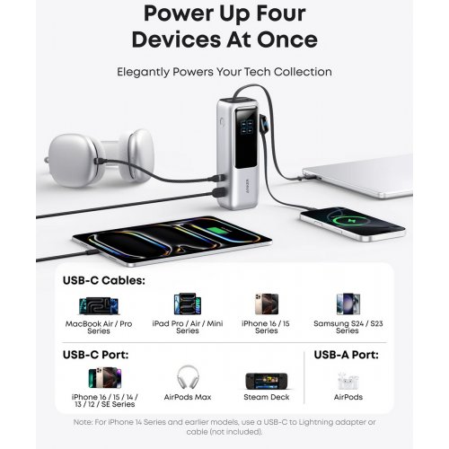 Powerbank Anker 25000mAh 165W (A1695H41) Silver купить в Украине: Киев, Днепр, Харьков, Одесса  | Низкая цена, отзывы, характеристики от TELEMART фото