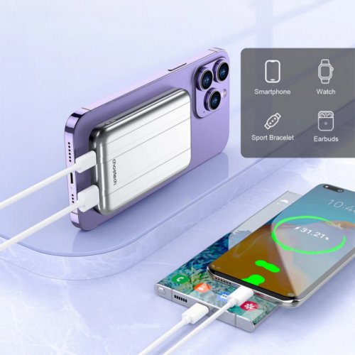 Powerbank Choetech B655 Magnetic Wireless 5000mAh 10W (6932112104779) Silver купить в Украине: Киев, Днепр, Харьков, Одесса  | Низкая цена, отзывы, характеристики от TELEMART фото
