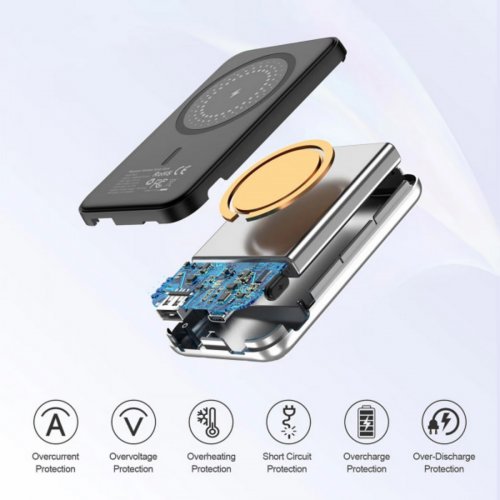 Powerbank Choetech B655 Magnetic Wireless 5000mAh 10W (6932112104779) Silver купить в Украине: Киев, Днепр, Харьков, Одесса  | Низкая цена, отзывы, характеристики от TELEMART фото