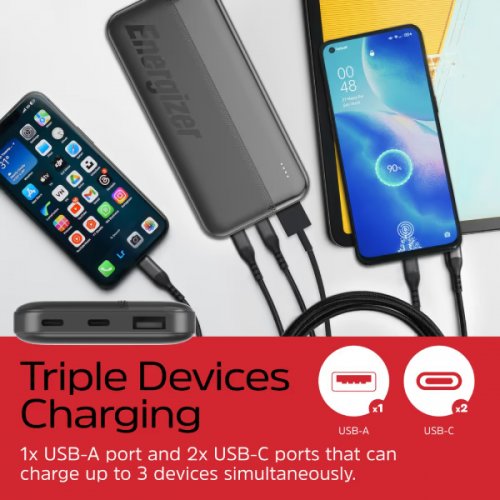 Powerbank Energizer 10000mAh 15W (UE10050CC) Black купити в Україні: Київ, Львів, Хмельницький, Тернопіль, Івано-Франківськ | Низька ціна, відгуки, характеристики від TELEMART фото