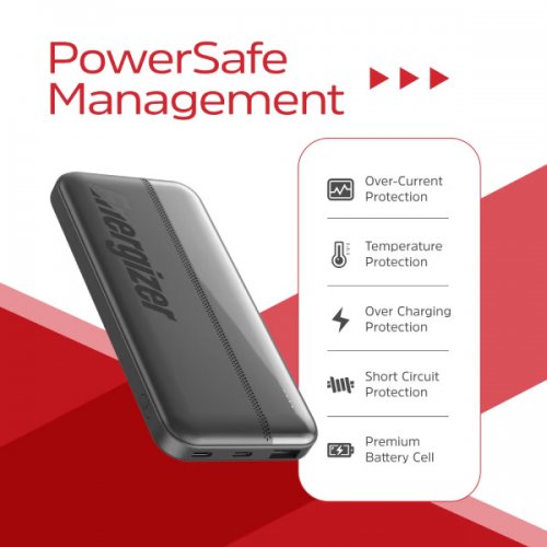 Powerbank Energizer 10000mAh 15W (UE10050CC) Black купити в Україні: Київ, Львів, Хмельницький, Тернопіль, Івано-Франківськ | Низька ціна, відгуки, характеристики від TELEMART фото