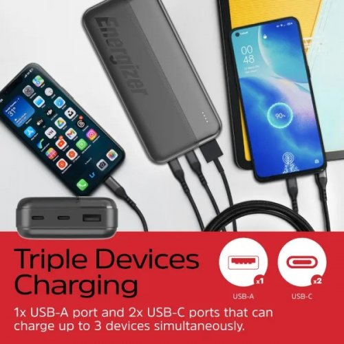 Powerbank Energizer 20000mAh 15W (UE20050CC) Black купити в Україні: Київ, Львів, Хмельницький, Тернопіль, Івано-Франківськ | Низька ціна, відгуки, характеристики від TELEMART фото