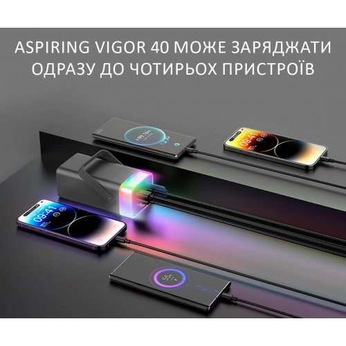 Powerbank Aspiring Vigor 40 40000mAh 65W (PPVG.V04) Black купить в Украине: Киев, Днепр, Харьков, Одесса  | Низкая цена, отзывы, характеристики от TELEMART фото