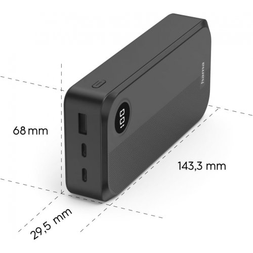 Powerbank Hama 20000mAh 15W (00201755) Black купить в Украине: Киев, Днепр, Харьков, Одесса  | Низкая цена, отзывы, характеристики от TELEMART фото
