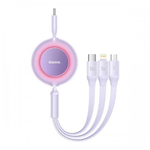 Кабель Baseus Bright Mirror 2 Series Retractable 3 in 1 USB Type-C to Lightning/Micro-USB/Type-C 100W 1.1m (CAMJ010205) Black купити в Україні: Київ, Львів, Хмельницький, Тернопіль, Івано-Франківськ | Низька ціна, відгуки, характеристики від TELEMART фото