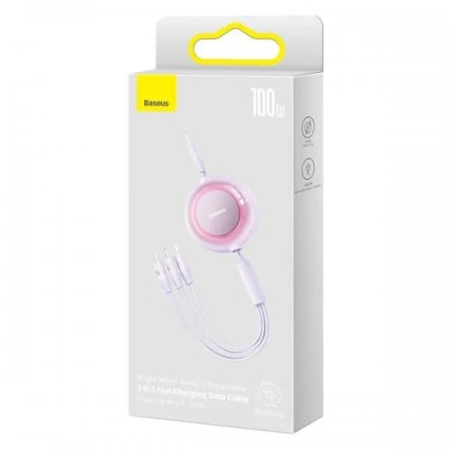 Кабель Baseus Bright Mirror 2 Series Retractable 3 in 1 USB Type-C to Lightning/Micro-USB/Type-C 100W 1.1m (CAMJ010205) Black купити в Україні: Київ, Львів, Хмельницький, Тернопіль, Івано-Франківськ | Низька ціна, відгуки, характеристики від TELEMART фото