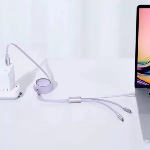 Кабель Baseus Bright Mirror 2 Series Retractable 3 in 1 USB Type-C to Lightning/Micro-USB/Type-C 100W 1.1m (CAMJ010205) Black купити в Україні: Київ, Львів, Хмельницький, Тернопіль, Івано-Франківськ | Низька ціна, відгуки, характеристики від TELEMART фото