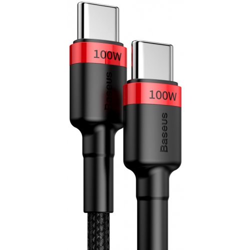 Кабель Baseus Cafule USB Type-C to USB Type-C 100W 2m (CATKLF-AL91) Red/Black купити в Україні: Київ, Львів, Хмельницький, Тернопіль, Івано-Франківськ | Низька ціна, відгуки, характеристики від TELEMART фото