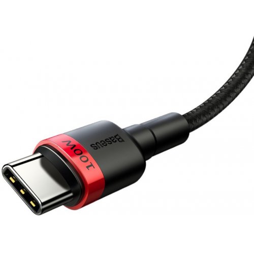 Кабель Baseus Cafule USB Type-C to USB Type-C 100W 2m (CATKLF-AL91) Red/Black купити в Україні: Київ, Львів, Хмельницький, Тернопіль, Івано-Франківськ | Низька ціна, відгуки, характеристики від TELEMART фото