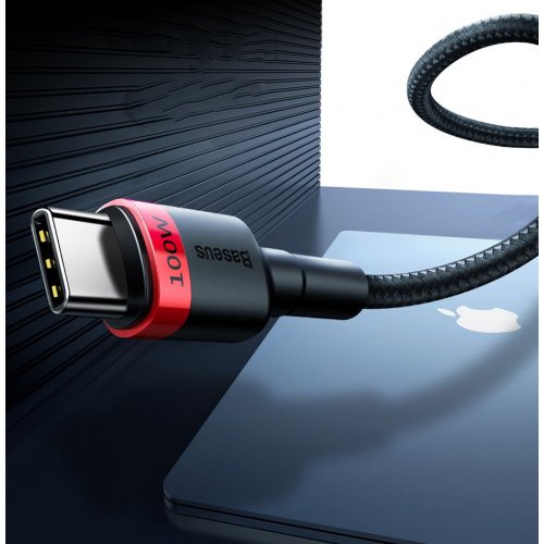 Кабель Baseus Cafule USB Type-C to USB Type-C 100W 2m (CATKLF-AL91) Red/Black купити в Україні: Київ, Львів, Хмельницький, Тернопіль, Івано-Франківськ | Низька ціна, відгуки, характеристики від TELEMART фото