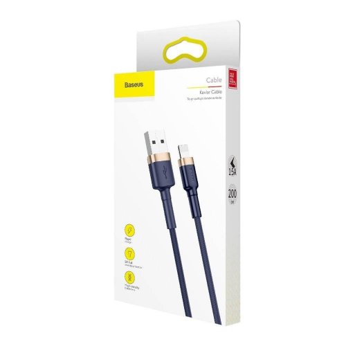 Кабель Baseus Cafule USB to Lightning 1.5A 2m (CALKLF-CV3) Blue/Gold купити в Україні: Київ, Львів, Хмельницький, Тернопіль, Івано-Франківськ | Низька ціна, відгуки, характеристики від TELEMART фото