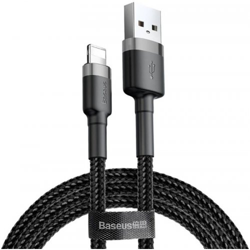 Кабель Baseus Cafule USB to Lightning 2A 3m (CALKLF-RG1) Gray/Black купить в Украине: Киев, Днепр, Харьков, Одесса  | Низкая цена, отзывы, характеристики от TELEMART фото