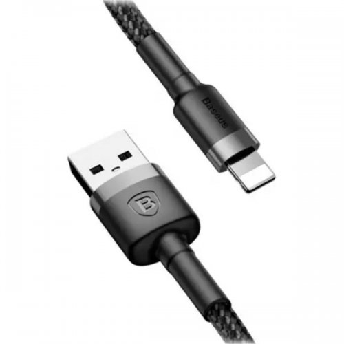 Кабель Baseus Cafule USB to Lightning 2A 3m (CALKLF-RG1) Gray/Black купить в Украине: Киев, Днепр, Харьков, Одесса  | Низкая цена, отзывы, характеристики от TELEMART фото