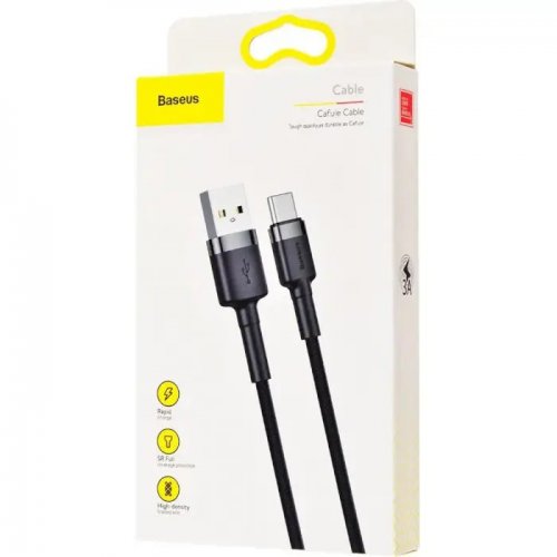 Кабель Baseus Cafule USB to Lightning 2A 3m (CALKLF-RG1) Gray/Black купить в Украине: Киев, Днепр, Харьков, Одесса  | Низкая цена, отзывы, характеристики от TELEMART фото