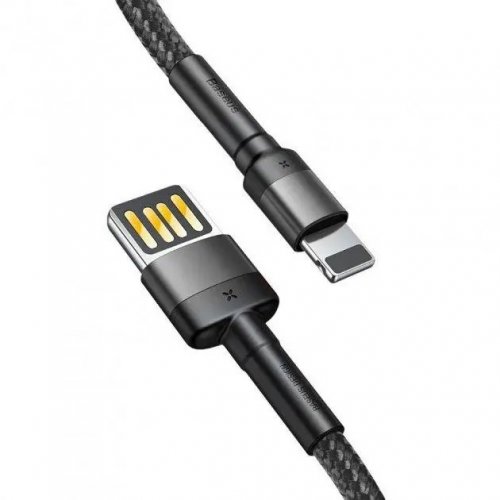Кабель Baseus Cafule USB to Lightning 2.4A 1m (CALKLF-GG1) Grey/Black купити в Україні: Київ, Львів, Хмельницький, Тернопіль, Івано-Франківськ | Низька ціна, відгуки, характеристики від TELEMART фото