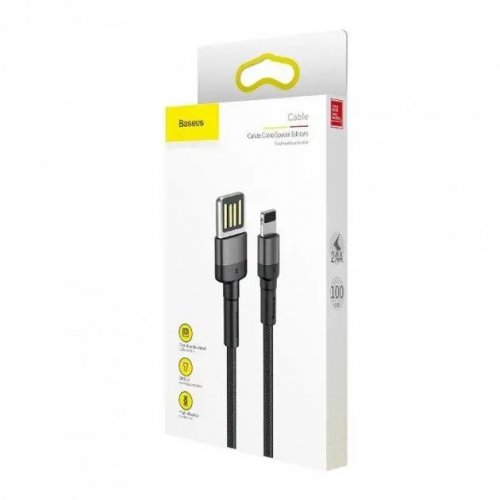 Кабель Baseus Cafule USB to Lightning 2.4A 1m (CALKLF-GG1) Grey/Black купити в Україні: Київ, Львів, Хмельницький, Тернопіль, Івано-Франківськ | Низька ціна, відгуки, характеристики від TELEMART фото
