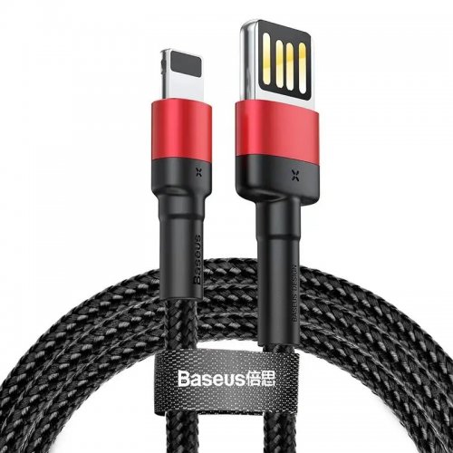 Кабель Baseus Cafule USB to Lightning 2.4A 1m (CALKLF-G91) Black/Red купити в Україні: Київ, Львів, Хмельницький, Тернопіль, Івано-Франківськ | Низька ціна, відгуки, характеристики від TELEMART фото