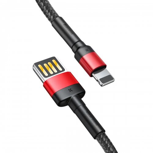 Кабель Baseus Cafule USB to Lightning 2.4A 1m (CALKLF-G91) Black/Red купити в Україні: Київ, Львів, Хмельницький, Тернопіль, Івано-Франківськ | Низька ціна, відгуки, характеристики від TELEMART фото