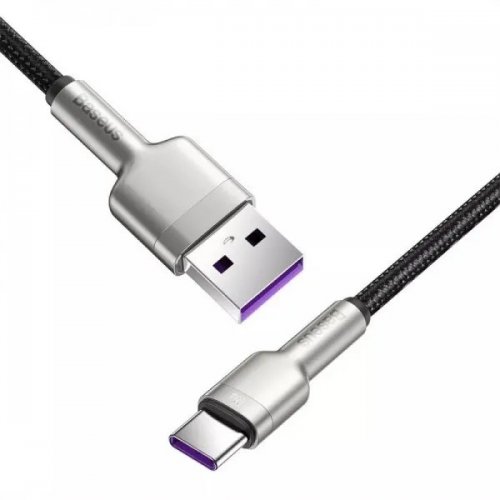 Кабель Baseus Cafule Metal USB to USB Type-C 66W 0.25m (CAKF000001) Black купити в Україні: Київ, Львів, Хмельницький, Тернопіль, Івано-Франківськ | Низька ціна, відгуки, характеристики від TELEMART фото