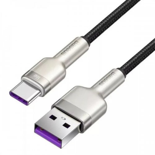 Кабель Baseus Cafule Metal USB to USB Type-C 66W 0.25m (CAKF000001) Black купити в Україні: Київ, Львів, Хмельницький, Тернопіль, Івано-Франківськ | Низька ціна, відгуки, характеристики від TELEMART фото