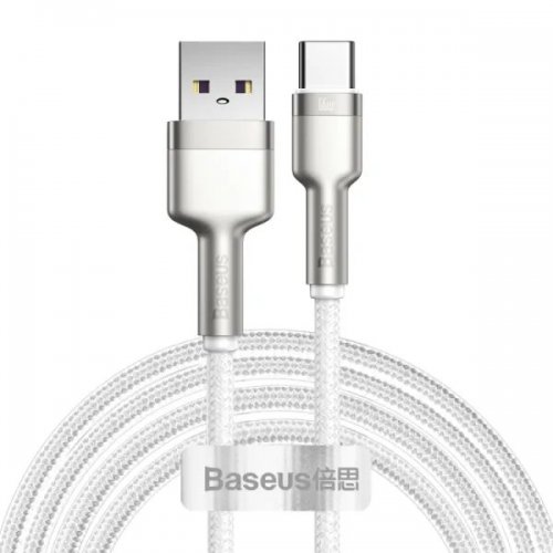 Кабель Baseus Cafule Metal USB to USB Type-C 66W 2m (CAKF000202) White купити в Україні: Київ, Львів, Хмельницький, Тернопіль, Івано-Франківськ | Низька ціна, відгуки, характеристики від TELEMART фото