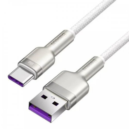 Кабель Baseus Cafule Metal USB to USB Type-C 66W 2m (CAKF000202) White купити в Україні: Київ, Львів, Хмельницький, Тернопіль, Івано-Франківськ | Низька ціна, відгуки, характеристики від TELEMART фото