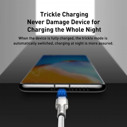 Кабель Baseus Cafule Metal USB to USB Type-C 66W 2m (CAKF000202) White купити в Україні: Київ, Львів, Хмельницький, Тернопіль, Івано-Франківськ | Низька ціна, відгуки, характеристики від TELEMART фото