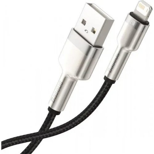 Кабель Baseus Cafule Metal USB to Lightning 2.4A 1m (CALJK-A01) Black купити в Україні: Київ, Львів, Хмельницький, Тернопіль, Івано-Франківськ | Низька ціна, відгуки, характеристики від TELEMART фото
