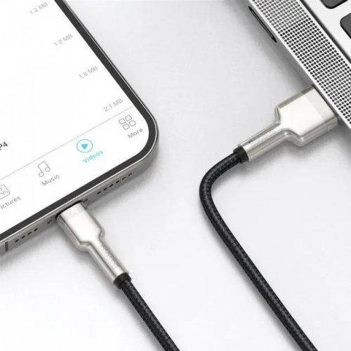 Кабель Baseus Cafule Metal USB to Lightning 2.4A 1m (CALJK-A01) Black купити в Україні: Київ, Львів, Хмельницький, Тернопіль, Івано-Франківськ | Низька ціна, відгуки, характеристики від TELEMART фото