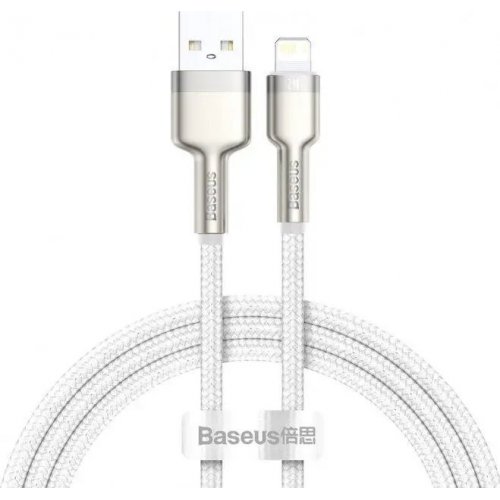 Кабель Baseus Cafule Metal USB to Lightning 2.4A 1m (CALJK-A02) White купити в Україні: Київ, Львів, Хмельницький, Тернопіль, Івано-Франківськ | Низька ціна, відгуки, характеристики від TELEMART фото