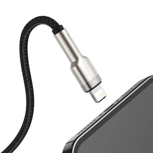 Кабель Baseus Cafule Metal USB to Lightning 2.4A 2m (CALJK-B01) Black купити в Україні: Київ, Львів, Хмельницький, Тернопіль, Івано-Франківськ | Низька ціна, відгуки, характеристики від TELEMART фото