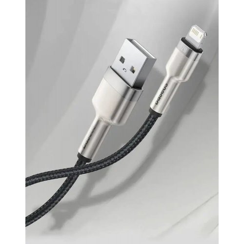 Кабель Baseus Cafule Metal USB to Lightning 2.4A 2m (CALJK-B01) Black купити в Україні: Київ, Львів, Хмельницький, Тернопіль, Івано-Франківськ | Низька ціна, відгуки, характеристики від TELEMART фото