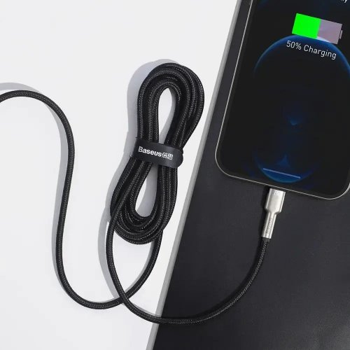 Кабель Baseus Cafule Metal USB to Lightning 2.4A 2m (CALJK-B01) Black купити в Україні: Київ, Львів, Хмельницький, Тернопіль, Івано-Франківськ | Низька ціна, відгуки, характеристики від TELEMART фото