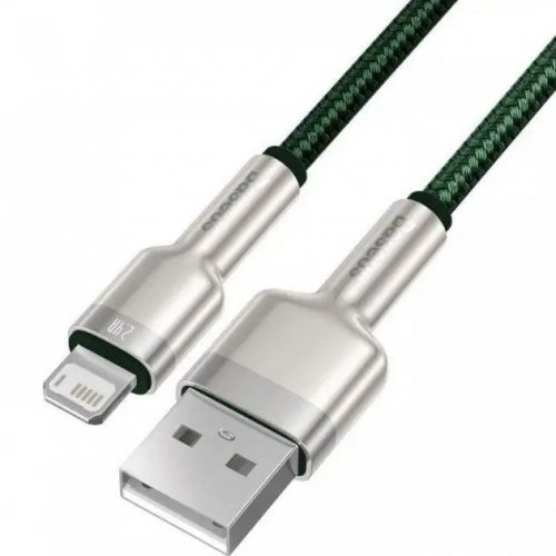Кабель Baseus Cafule Metal USB to Lightning 2.4A 2m (CALJK-B06) Green купити в Україні: Київ, Львів, Хмельницький, Тернопіль, Івано-Франківськ | Низька ціна, відгуки, характеристики від TELEMART фото