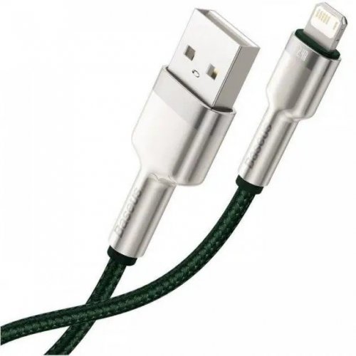 Кабель Baseus Cafule Metal USB to Lightning 2.4A 2m (CALJK-B06) Green купити в Україні: Київ, Львів, Хмельницький, Тернопіль, Івано-Франківськ | Низька ціна, відгуки, характеристики від TELEMART фото