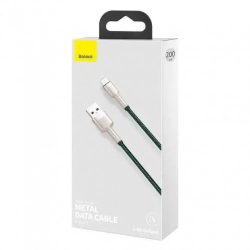 Кабель Baseus Cafule Metal USB to Lightning 2.4A 2m (CALJK-B06) Green купити в Україні: Київ, Львів, Хмельницький, Тернопіль, Івано-Франківськ | Низька ціна, відгуки, характеристики від TELEMART фото