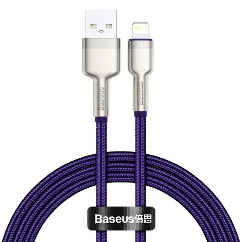 Кабель Baseus Cafule Metal USB to Lightning 2.4A 2m (CALJK-B05) Purple купити в Україні: Київ, Львів, Хмельницький, Тернопіль, Івано-Франківськ | Низька ціна, відгуки, характеристики від TELEMART фото