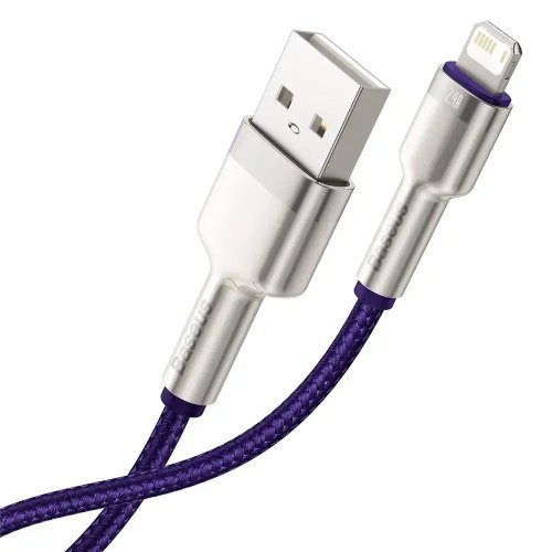 Кабель Baseus Cafule Metal USB to Lightning 2.4A 2m (CALJK-B05) Purple купити в Україні: Київ, Львів, Хмельницький, Тернопіль, Івано-Франківськ | Низька ціна, відгуки, характеристики від TELEMART фото