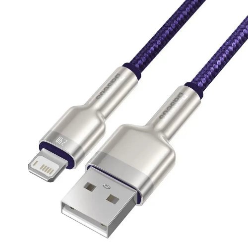 Кабель Baseus Cafule Metal USB to Lightning 2.4A 2m (CALJK-B05) Purple купити в Україні: Київ, Львів, Хмельницький, Тернопіль, Івано-Франківськ | Низька ціна, відгуки, характеристики від TELEMART фото