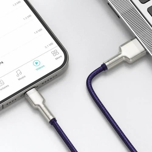 Кабель Baseus Cafule Metal USB to Lightning 2.4A 2m (CALJK-B05) Purple купити в Україні: Київ, Львів, Хмельницький, Тернопіль, Івано-Франківськ | Низька ціна, відгуки, характеристики від TELEMART фото