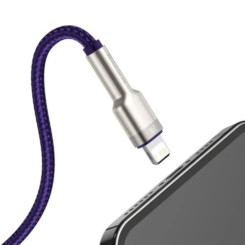 Кабель Baseus Cafule Metal USB to Lightning 2.4A 2m (CALJK-B05) Purple купити в Україні: Київ, Львів, Хмельницький, Тернопіль, Івано-Франківськ | Низька ціна, відгуки, характеристики від TELEMART фото