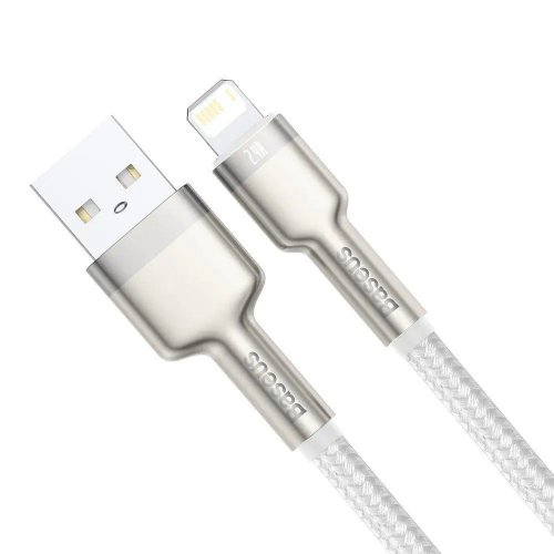 Кабель Baseus Cafule Metal USB to Lightning 2.4A 2m (CALJK-B02) White купити в Україні: Київ, Львів, Хмельницький, Тернопіль, Івано-Франківськ | Низька ціна, відгуки, характеристики від TELEMART фото