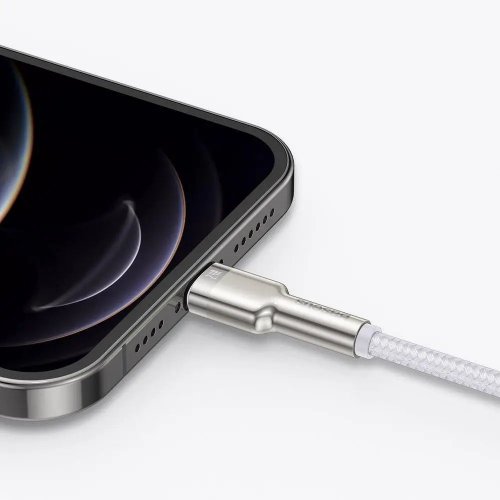 Кабель Baseus Cafule Metal USB to Lightning 2.4A 2m (CALJK-B02) White купити в Україні: Київ, Львів, Хмельницький, Тернопіль, Івано-Франківськ | Низька ціна, відгуки, характеристики від TELEMART фото