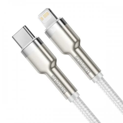 Кабель Baseus Cafule Metal USB Type-C to Lightning 20W 1m (CATLJK-A02) White купити в Україні: Київ, Львів, Хмельницький, Тернопіль, Івано-Франківськ | Низька ціна, відгуки, характеристики від TELEMART фото