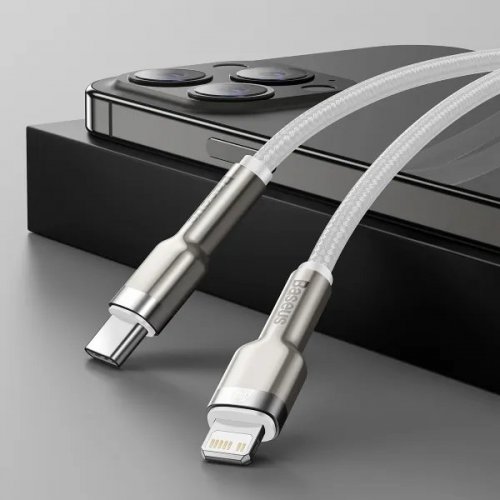 Кабель Baseus Cafule Metal USB Type-C to Lightning 20W 1m (CATLJK-A02) White купити в Україні: Київ, Львів, Хмельницький, Тернопіль, Івано-Франківськ | Низька ціна, відгуки, характеристики від TELEMART фото
