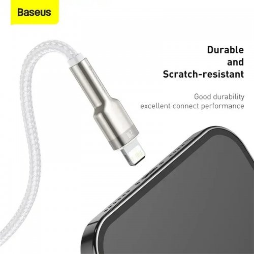 Кабель Baseus Cafule Metal USB Type-C to Lightning 20W 2m (CATLJK-B02) White купити в Україні: Київ, Львів, Хмельницький, Тернопіль, Івано-Франківськ | Низька ціна, відгуки, характеристики від TELEMART фото
