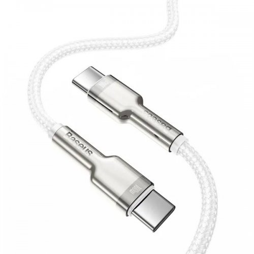 Кабель Baseus Cafule Metal USB Type-C to USB Type-C 100W 1m (CATJK-C02) White купити в Україні: Київ, Львів, Хмельницький, Тернопіль, Івано-Франківськ | Низька ціна, відгуки, характеристики від TELEMART фото